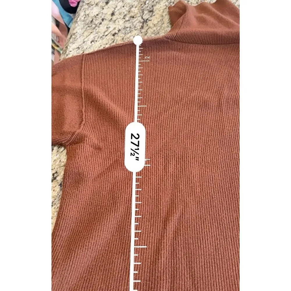 Free People Softly Structured Knit Tunic Sweater Sienna Orange Large Oversized